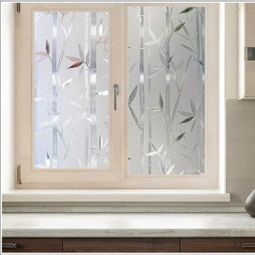 Static Cling Without Glue Sun Control Glass Film Ceramic Tile Sticker bathroom paste Frosted 3D Bamboo window Film 50-90 X300cm