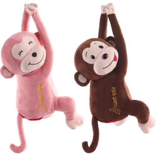 1PC Car Hanging Tissue Box Cute Monkey Toy Paper Napkin Box Cover Holder Napkin Box Paper Storage Box For Car Bathroom
