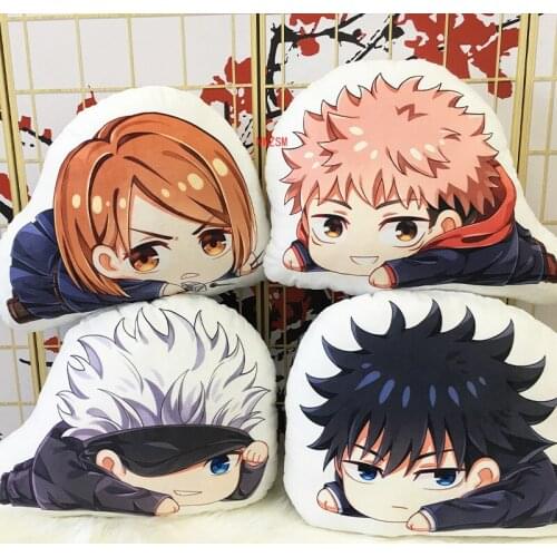 1 PCS Anime Jujutsu Kaisen Cosplay Pillow Soft Plush Yuji Itadori Costume Double Side Printed Doll Cushion 33x45cm
