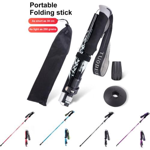 1PC Folding Hiking Stick Collapsible Telescopic Trekking Poles Walking Stick Lightweight Portable Safety Mountaining Sticks