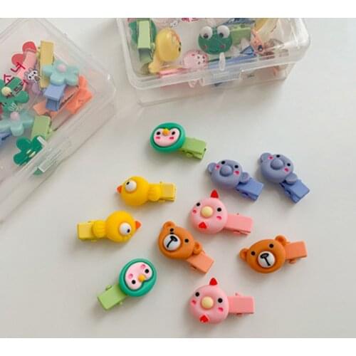 10Pcs/set Cartoon Heart-shaped Flower BB Hair Clips Animal Clip Cute Side Clip Children Bangs Clip Creative Hair Accessories