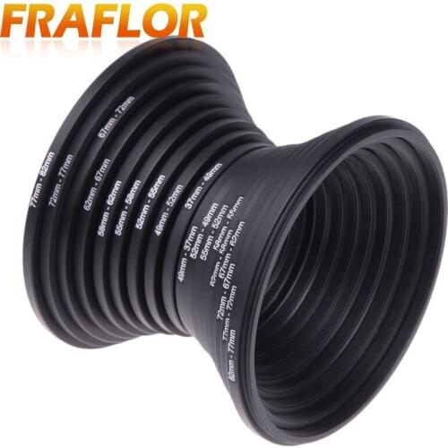 18pcs Camera Lens Filter Step Up & Down Rings Adapter For Canon Nikon Sony All Camera DSLR 9x Step Up + 9x Step Down Filter