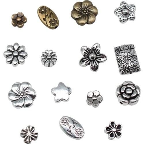10pcs Flower Beads For DIY Jewelry Making Jewelry Finding Antique Silver Color 10mm