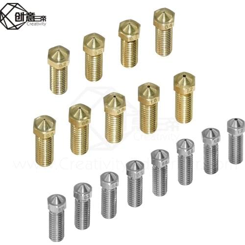 5/10Pcs Volcano Mouth Nozzles 1.75mm Filament 0.2/0.25/0.3/0.4/0.5/0.6/0.8/1.03D Printer Part Copper Lengthen Extruder part