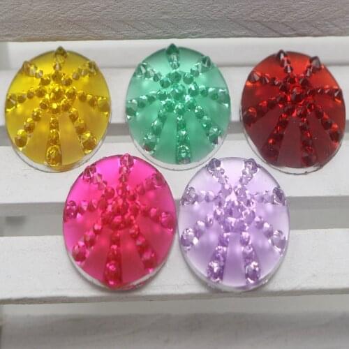 50 Flatback Resin Round Dotted Cabochon Rhinestone Gem 16mm 18mm Craft DIY