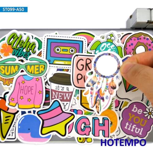 50pcs Cute Summer Style Small Fresh Retro Fashion Stickers for DIY Phone Laptop Stationery Diary Scrapbook Lovely Decals Sticker