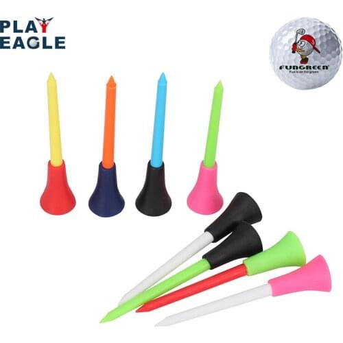 50 Pcs/bag Multi Color Plastic Golf Tees 83mm Durable Rubber Cushion Top Golf Tee Golf Accessories with One Ball Free