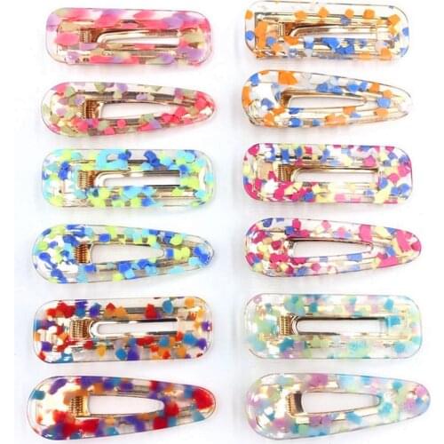 Ins Acrylic Acrylic Hairpin Womens One-word Clip Starry Sky Glitter Jelly Side Clip Marble Headwear Youtube DIY Side Clip