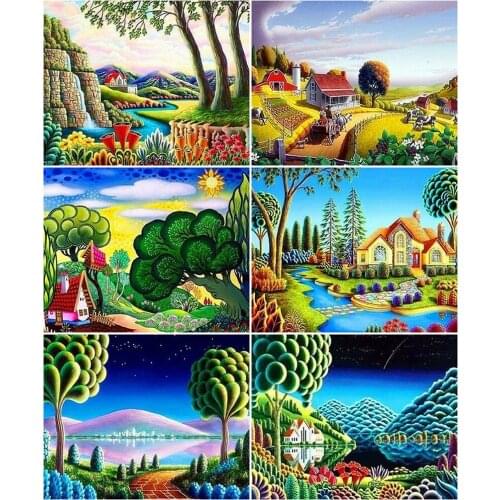 AZQSD DIY Coloring By Numbers Field Drawing On Canvas Handmade Gift 40x50cm Oil Painting By Numbers Landscape Home Decoration