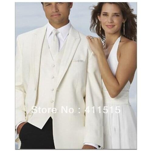 Free shipping/Hot Sale Ivory Groom Tuxedos Best/Men dress/Wedding groom wear Suits Bridegroom /custom tuxedo/men suits