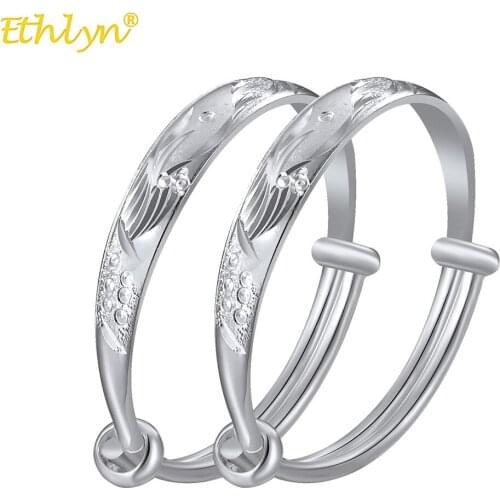 Ethlyn 4.5CM 2pcs/lot Fashion Dubai Bangle Silver Color Bracelets/Bangles African/European/Ethiopia Jewelry MY31