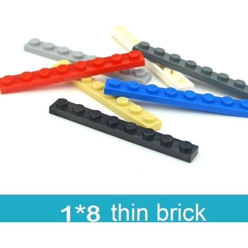 DIY Thin Figures Bricks 1x8 Dots Building Blocks 9 Colors Educational Creative Size Compatible With 3460 Toy For Children 50pcs
