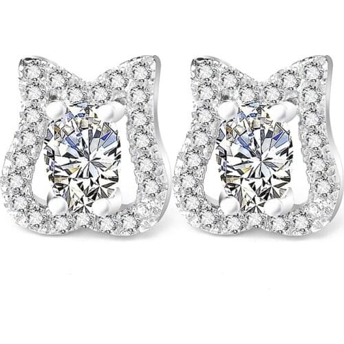 GNE1055 100% Fine 925 Sterling Silver Earring Beauty Lovely Crystal Shiny Stud Earrings Fashion Jewelry For Women