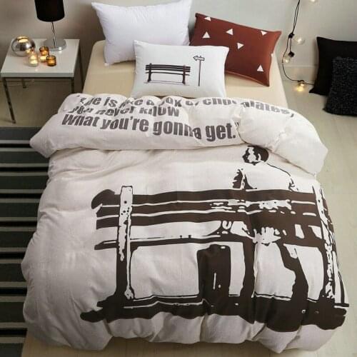 100% Cotton Sanding Printed Flower Bedding Set Cartoon Bed Sheet set Duvet Cover Pillowcase Queen King 4pcs white black brown