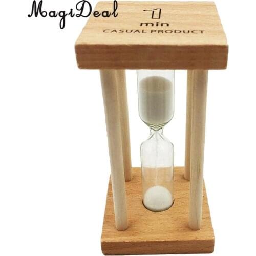 MagiDeal 1 Minutes Wooden Frame Hourglass for Kids Brushing Timer Kitchen Cooking Timer - White