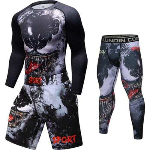 Men Boxing Set Sport Compression Jersey+Pants Gym Rashguard Jiu Jitsu Bjj Rash Guard KickBoxing Fitness Muay Thai MMA Fightwear