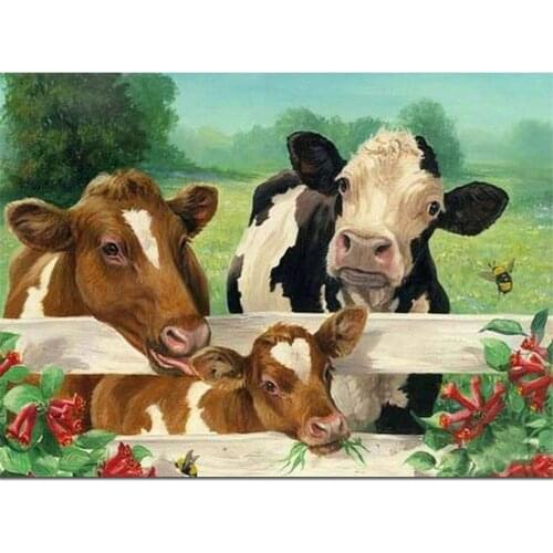 Animal Cow DIY Embroidery 11CT Cross Stitch Kits Needlework Craft Set Printed Canvas Cotton Thread Home Decoration Room