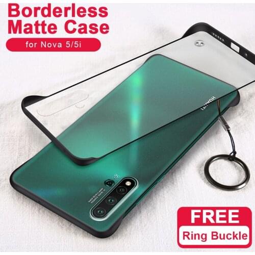 Nova 5 Frameless Transparent Matte Hard Phone Case For Huawei Nova 5 Cover For Huawei Nova 5i With Finger Ring Cases