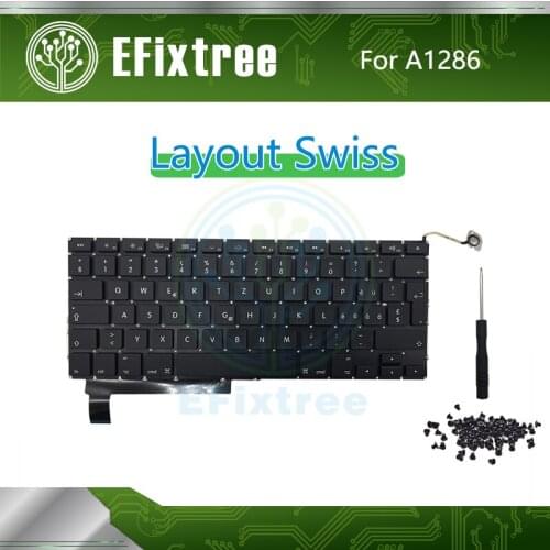 New Laptop A1286 Keyboard Layout Swiss For Macbook Pro 15'' A1286 Keyboard+Backlight Backlit+Screws 2009-2012 Year