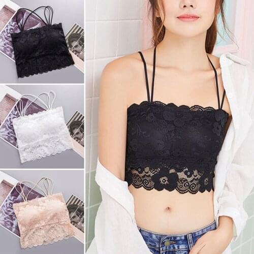 New Summer Women Lace Tube Tops Sexy Female Bralette Bra with Pad Solid Color Wrapped Chest Tanks Crop Tops Girl Underwear