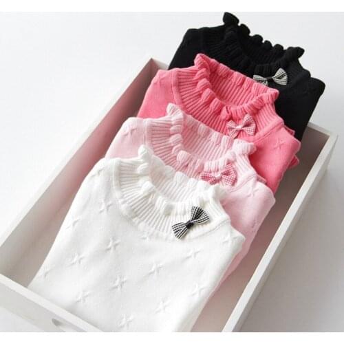 Autumn and Winter Baby Girls Sweaters 2021 New Fashion Girls Clothes Bow Cotton Girls Sweaters and Sweaters