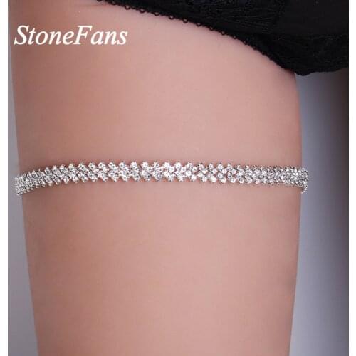 Stonefans Sexy Rhinestone Thigh Leg Body Chain Jewelry for Women Fashion Crystal Elastic Body Chains Thigh Bikini Jewellery Gift