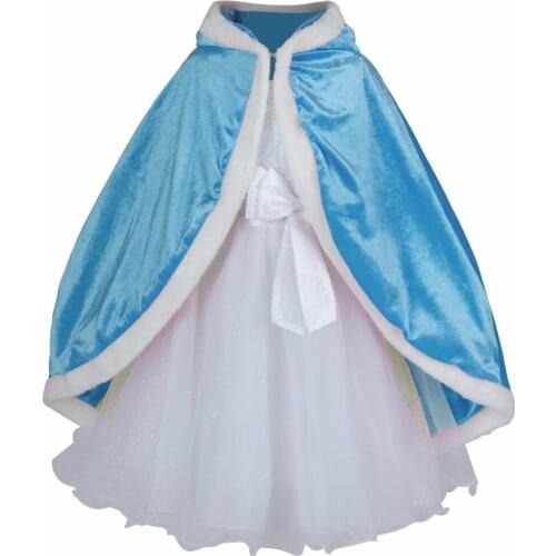 Girls Dress Cape Princess Cloak Tippet Halloween Christmas Cosplay Mantle Kids Faux Fur Gown