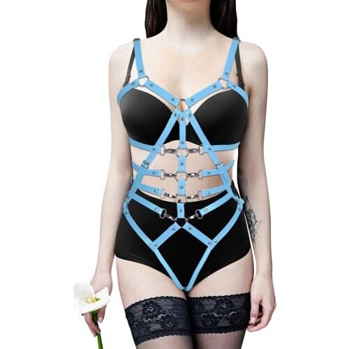 Full Body Punk Leather Gothic Style Harness Fashion Erotic Sexy Lingerie Suspender Belt Pole Dance Rave Clothing Garters