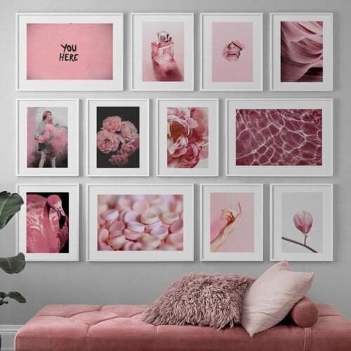 Pink Series Flowers Pictures Canvas Home Poster Nordic Minimalist Style Painting Wall Art Prints Modular Girls Room Decoration