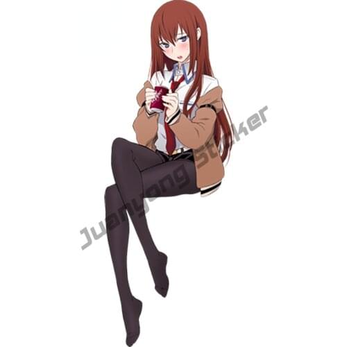 Sexy Car Sticker Steins Gate Anime Girl Beauty Makise Kurisu Bumper Window Vinyl Decal Waterproof Fine Decor Styling KK13x5cm