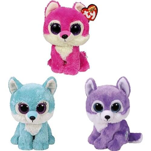 15CM Ty Beanie Wolf Animals Glitter Big Eyes Jade Iris Sierra Soft Cute Kawaii Stuffed Plush Doll Kids Toys Childrens Gifts