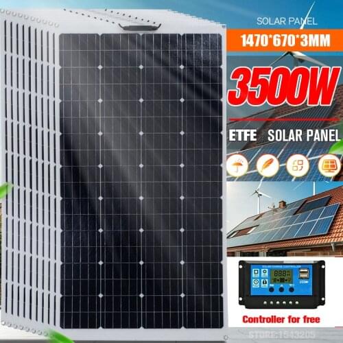 ETFE Solar Panel 3500W Power Bank Camping RV Battery Charger for Home Off Grid Power Generator System Solar Panel Kit Complete