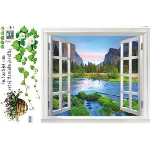 Wall sticker 3D Window View Removable PVC Wall Sticker Landscape Decal Decor Mural Home PI669