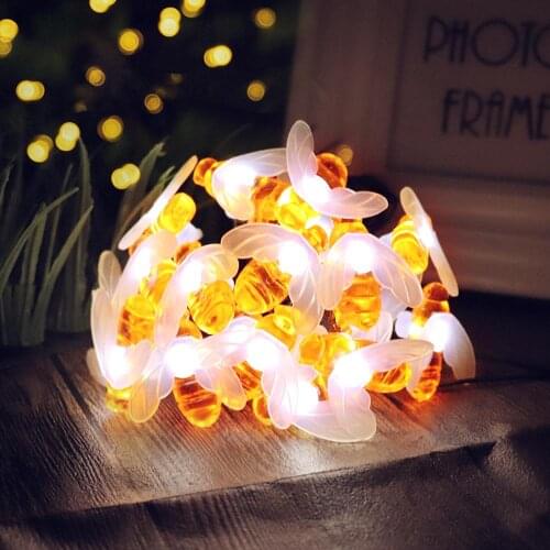 New Solar Powered 600mA Bee Led String Fairy Light 30leds Bee Outdoor Garden Fence Patio Christmas Garland Lights