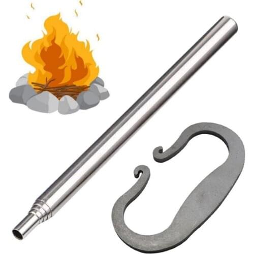 Carbon Steel Striker Flint+Blow Fire Tube Mouth Blowpipe Portable Emergency Tiny Fire Starter Set For Outdoor Survival Tools