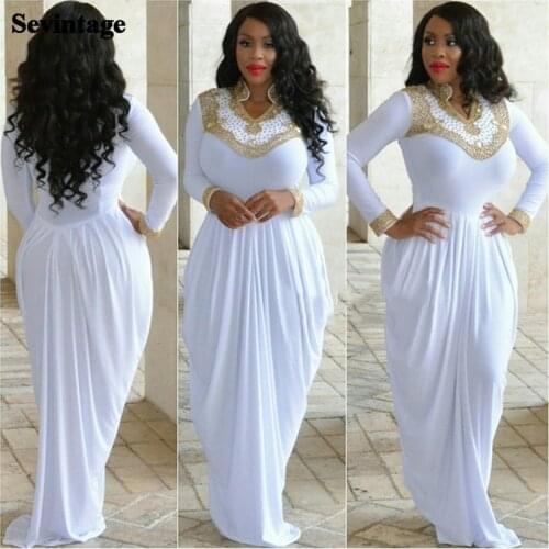 Sevintage Soft Satin Muslim Evening Dresses Elastic Dubai Caftan Long Sleeves Prom Gowns Gold Beaded Crystal Arabic Party Dress