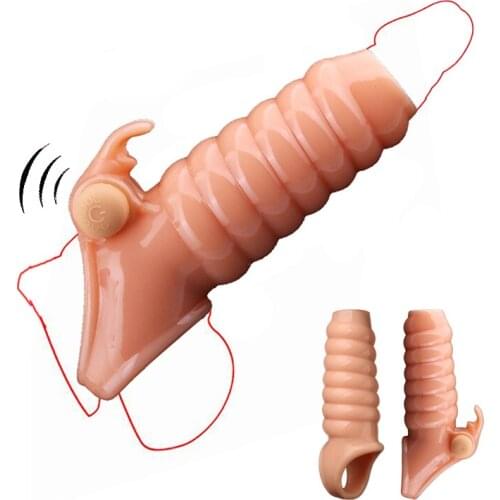 Vibrating Penis Enlargement Penis Sleeve Enlarger Reusable Cock Cage Penis Ring Sex Toys for Men Prevent Premature Ejaculation