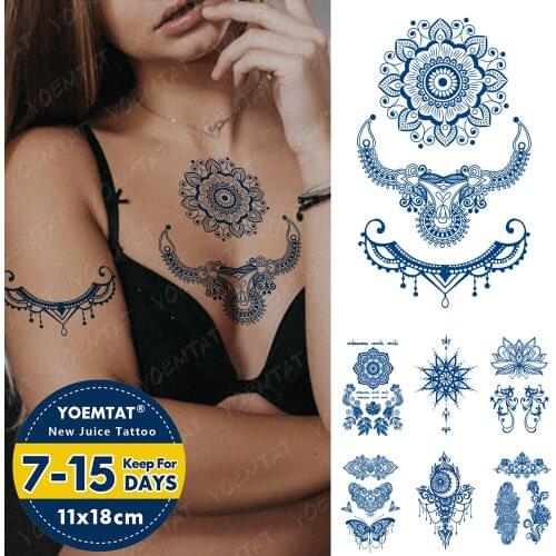 Juice Lasting Waterproof Temporary Tattoo Sticker Mandala Flower Tribal Totem Flash Tattoos Female Lotus Ink Body Art Fake Tatto