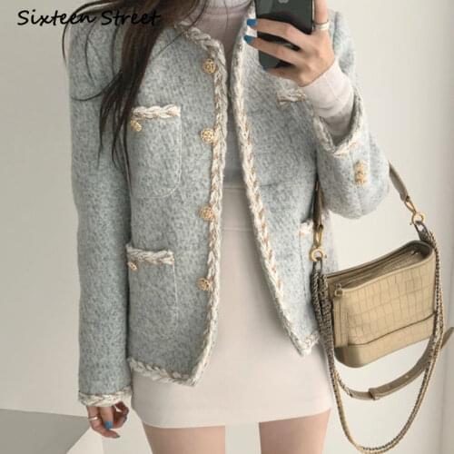 Women Jacket Outerwear Autumn Chic Button Design Thick Coat High Waisted A line Sexy Skirt Luxury Fashion Korean Clothing Women