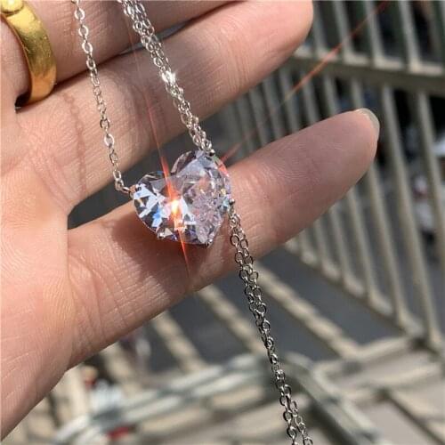 Fashion Lovers Pendant 15mm Heart cut AAAA zircon 100% 925 Sterling silver Party Wedding Pendant Necklace for women jewelry