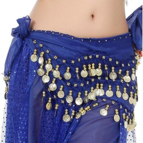 Belly Dance Belt Costumes Sequins Tassel Belly Dance Hip Scarf for Women Belly Dancing Belts Indain Wavy Line Coin Dance Belt