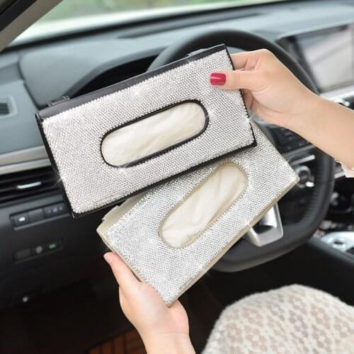 1 Pcs Car Tissue Box Towel Sets Car Sun Visor PU Leather Tissue Box Holder