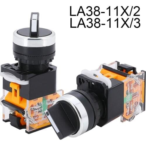 1PCS LAY38 Button LA38-11X/2 LA38-20X/3 1NO 1NC Opening And Closing Hole 22 Real Shot Rotary Switch