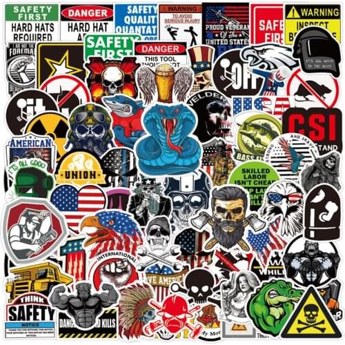 10/30/50/100Pcs/Set Hard hat Graffiti Childrens Toy Mixed Sticker Scooter Bike Mobile Laptop Traveling Bag Funny Doodle