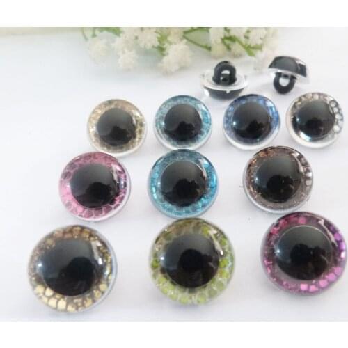100pcs-- 12mm/13.5mm/15mm/16.5mm/18mm/21mm clear handscrew button toy glitter eyes & glitter Nonwovens for diy --size option--sp