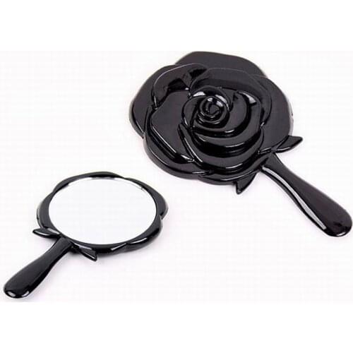 100 PCS Wedding Favor Gift Aritificial Rose Flower Mirror with Handle Single Side Mirror, Party Supplies