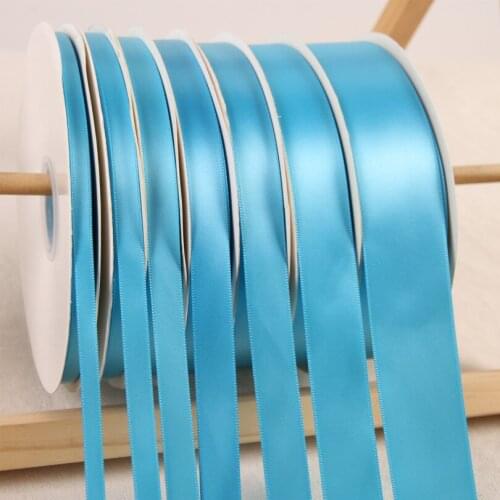 100yard Sky Blue Single Face Satin 38mm Ribbon Bow Wholesale Gift Packing Christmas Ribbons (6/10/12/15/20/38mm)