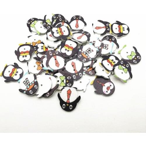 1000pcs 25x24mm Mixed Penguin Wood Buttons Baby Fancy Cartoon Christmas Button Sewing Cardmaking Embellishments