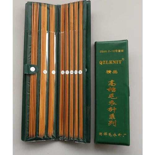 11 Sets 25cm 36cm Double Pointed Carbonized Bamboo Knitting Needles Sweater Knitting Bamboo Handle Smooth Craft Needle