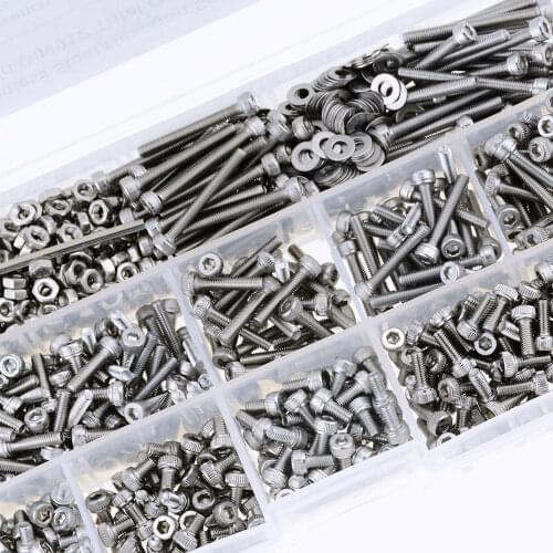 1110pcs/Box DIN912 M3 304 Stainless Steel A2-70 Hexagon Socket Head Cap Screws Bicycle Hex Bolts Assortment Kit Set